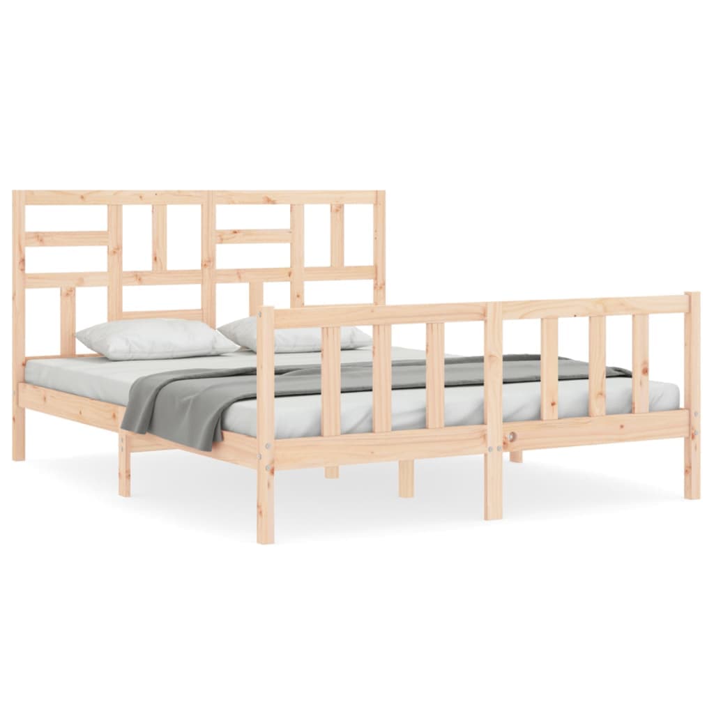vidaXL Cama sem Colchão 160x200 cm Madeira de Pinho Maciça - 8720845982560