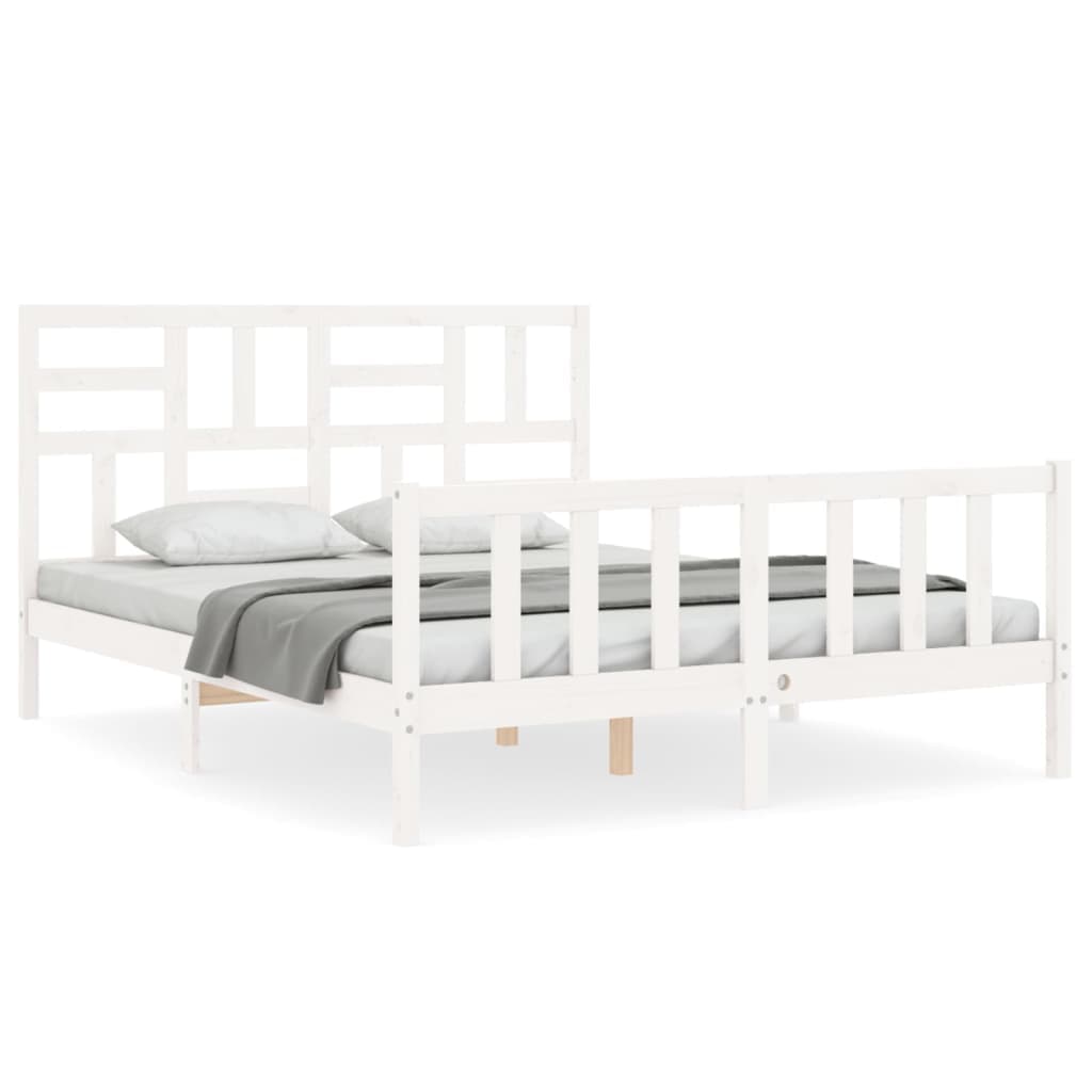 vidaXL Cama sem colchão 160x200 cm madeira de pinho maciça branco