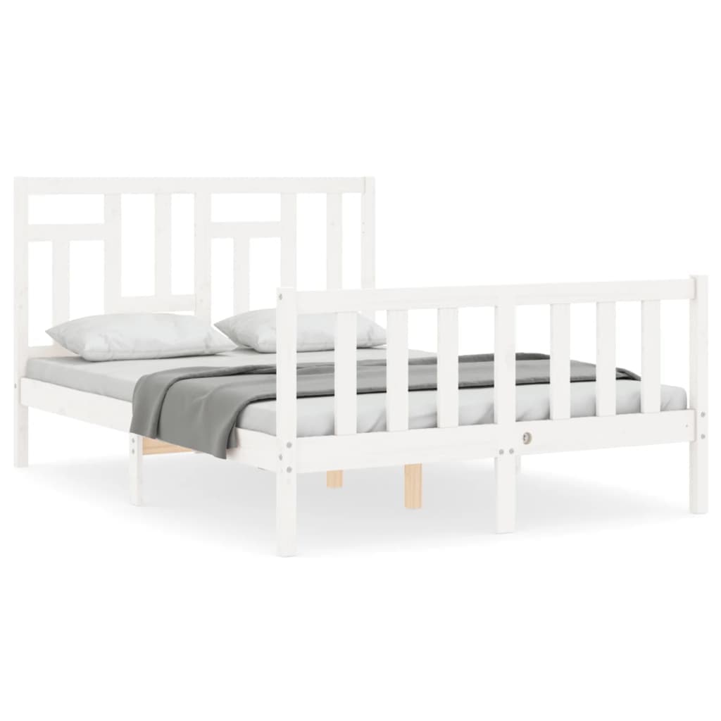 vidaXL Cama sem colchão 140x190 cm madeira de pinho maciça branco
