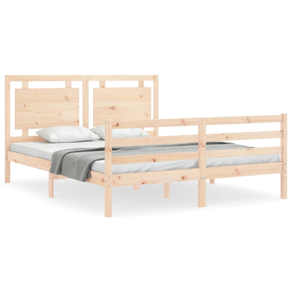 vidaXL Estrutura de cama King Size com cabeceira madeira maciça