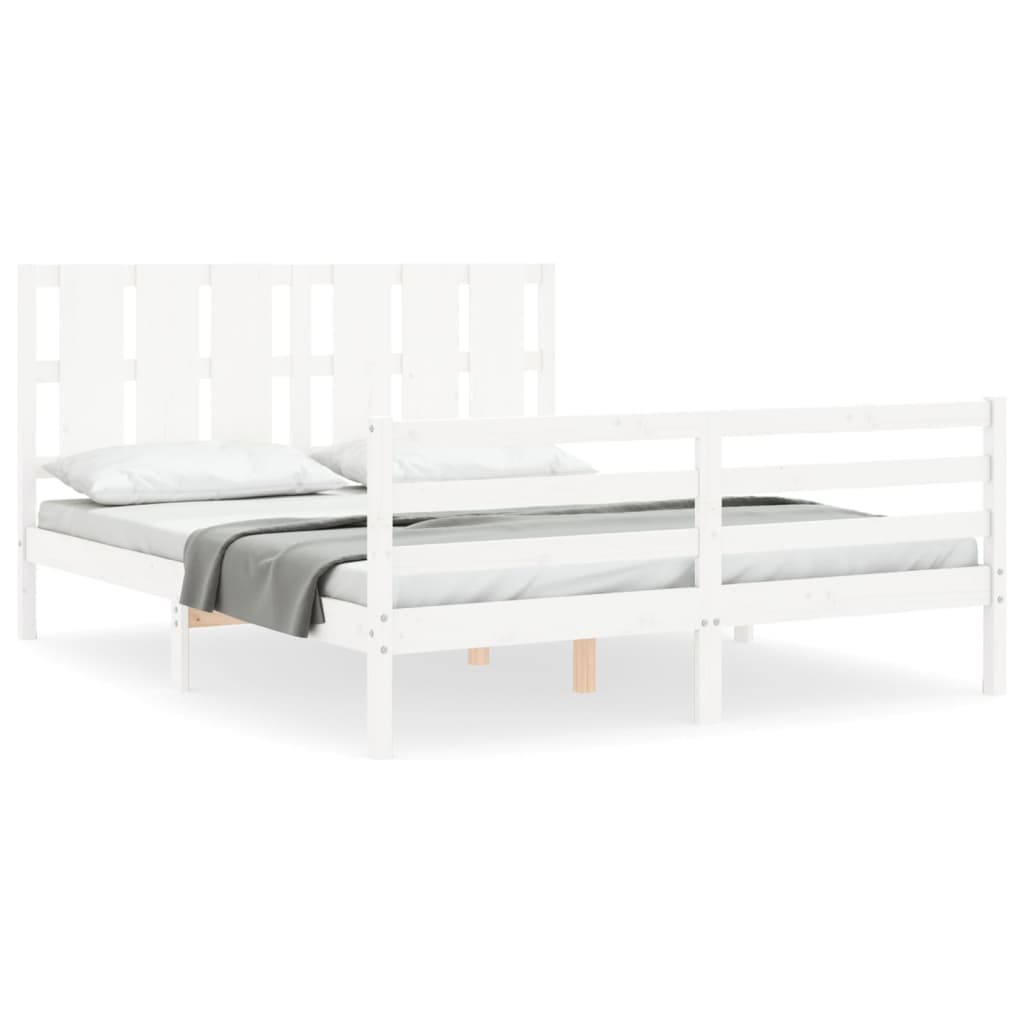 vidaXL Estrutura de cama com cabeceira 160x200 cm madeira maciça