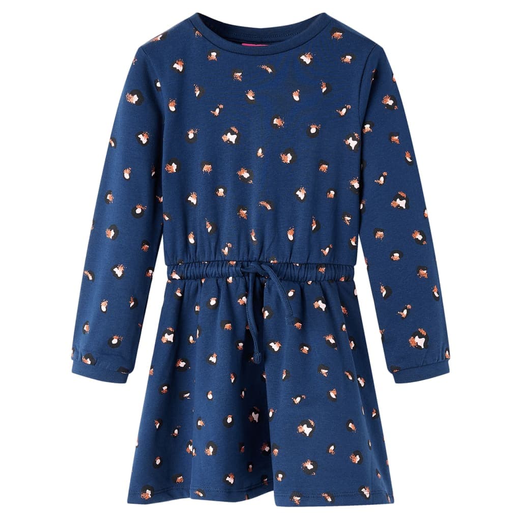 Vestido de manga comprida para criança azul-escuro 104