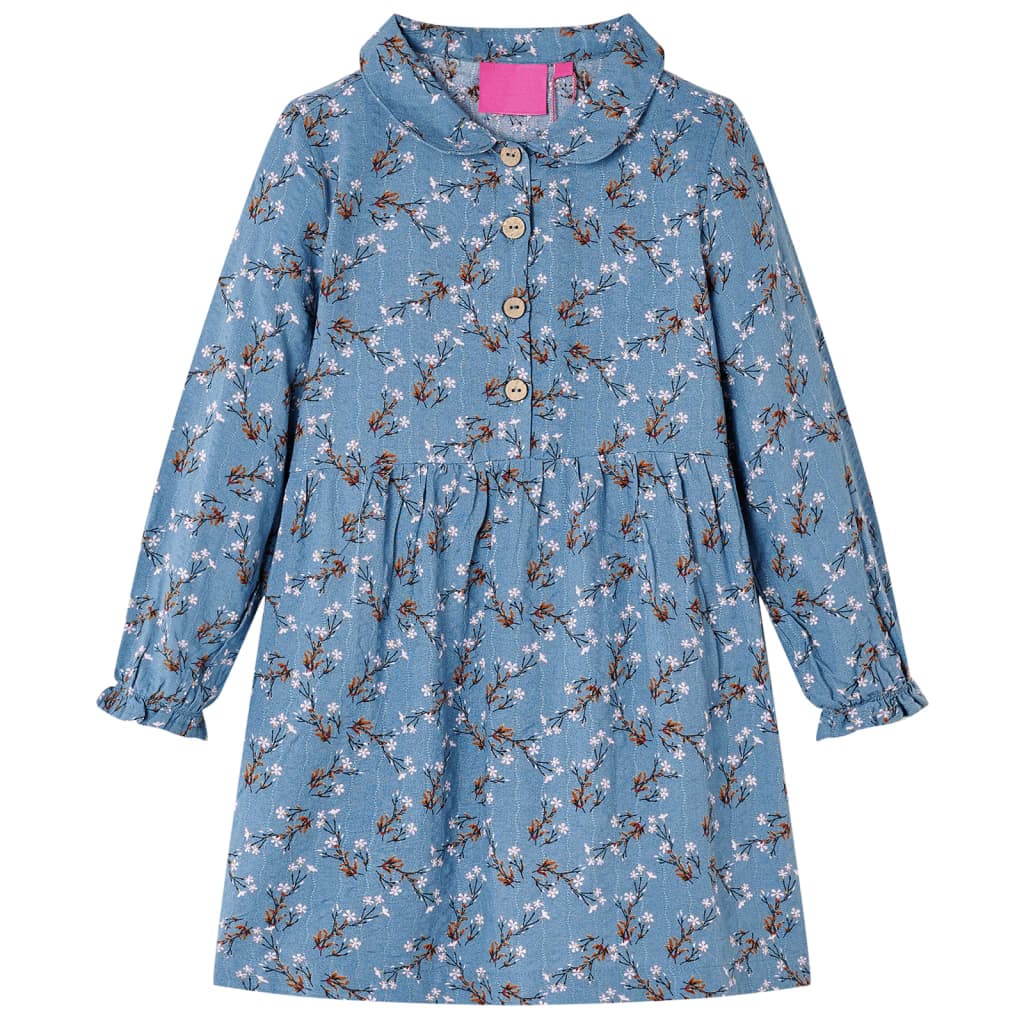 Vestido de manga comprida para criança azul-petróleo 116