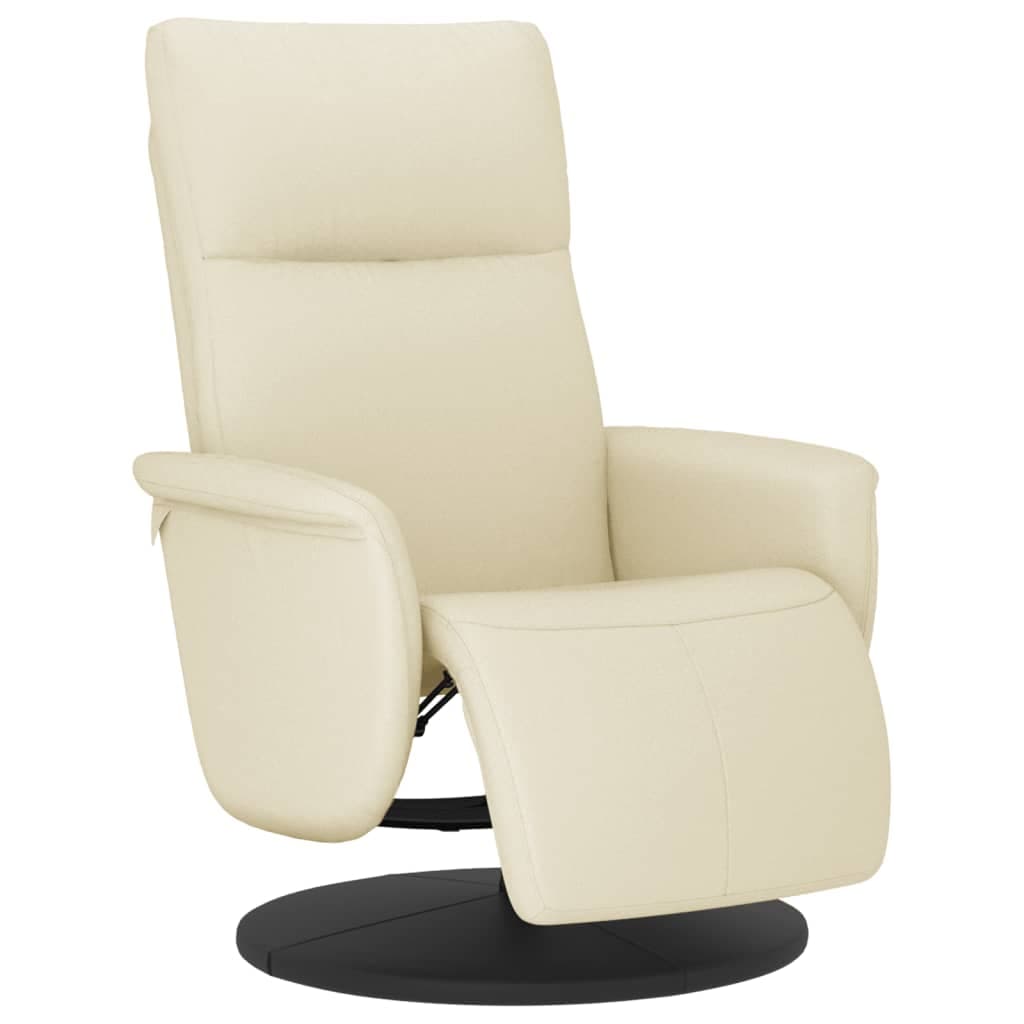 vidaXL Cadeira reclinável com apoio de pés couro artificial cor creme