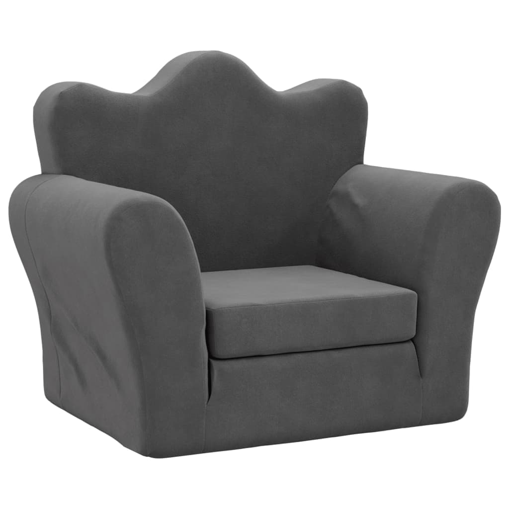 vidaXL Sofá-cama infantil pelúcia macia antracite