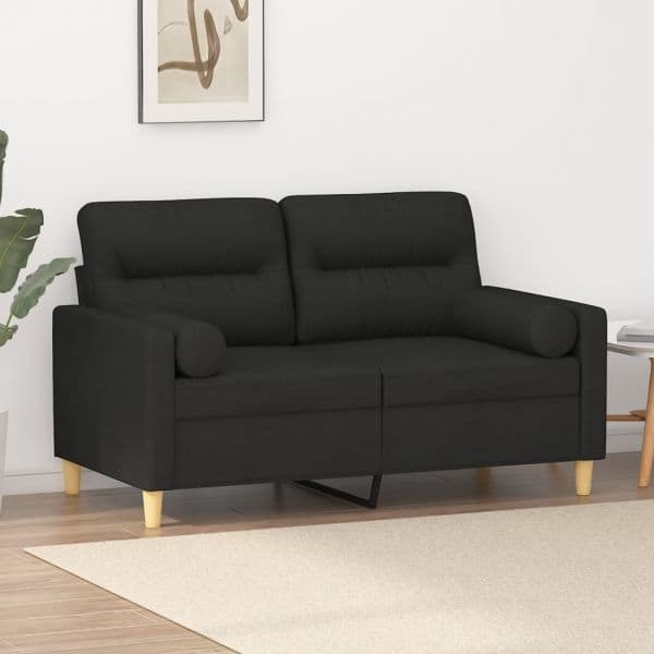 Sofá Sofá Leiria de 2 Lugares de 120 cm em Tecido Preto Design Nórdico