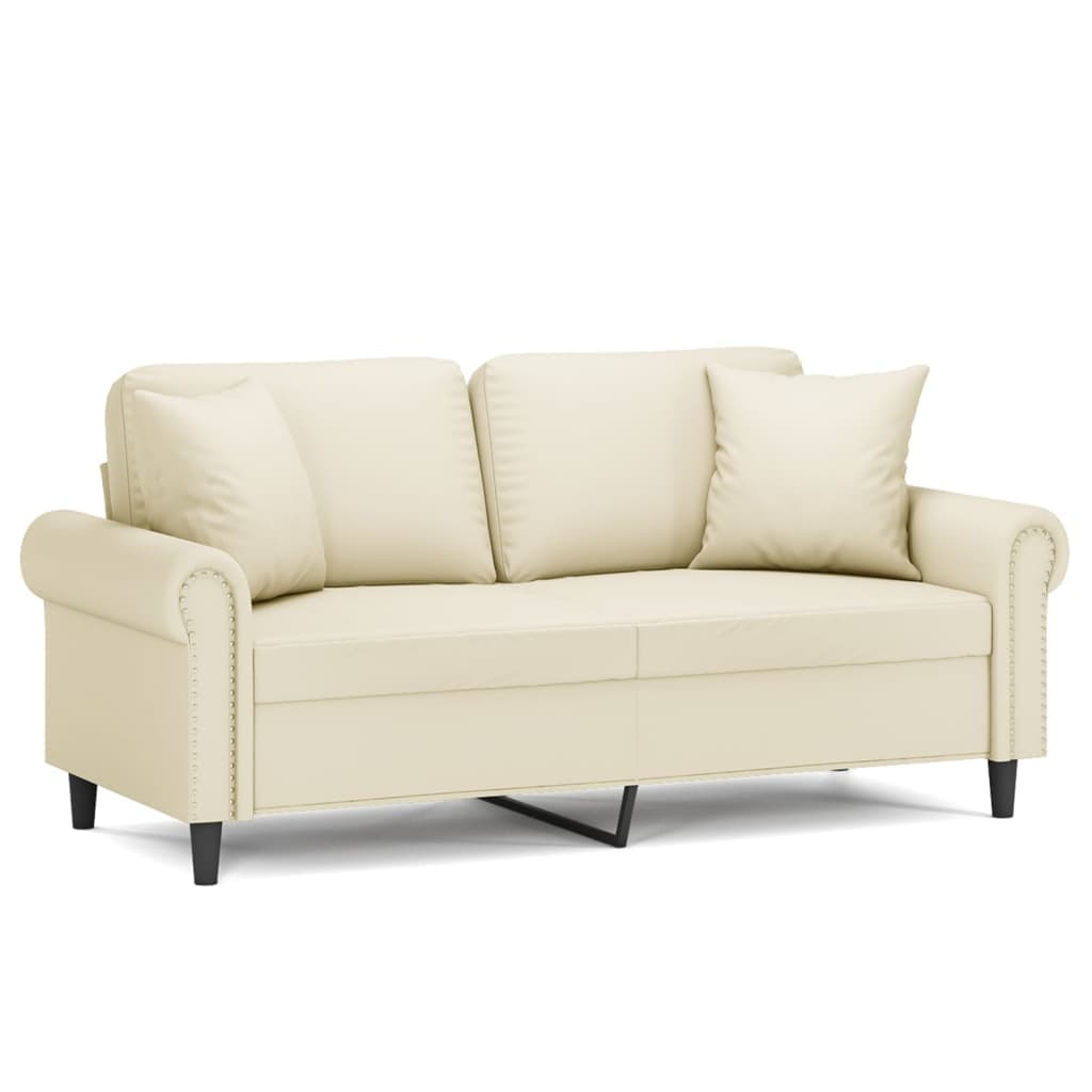 Sofá vidaXL 2 Lugares + Almofadas Decorativas 140cm Couro Artificial Creme - 1297379147