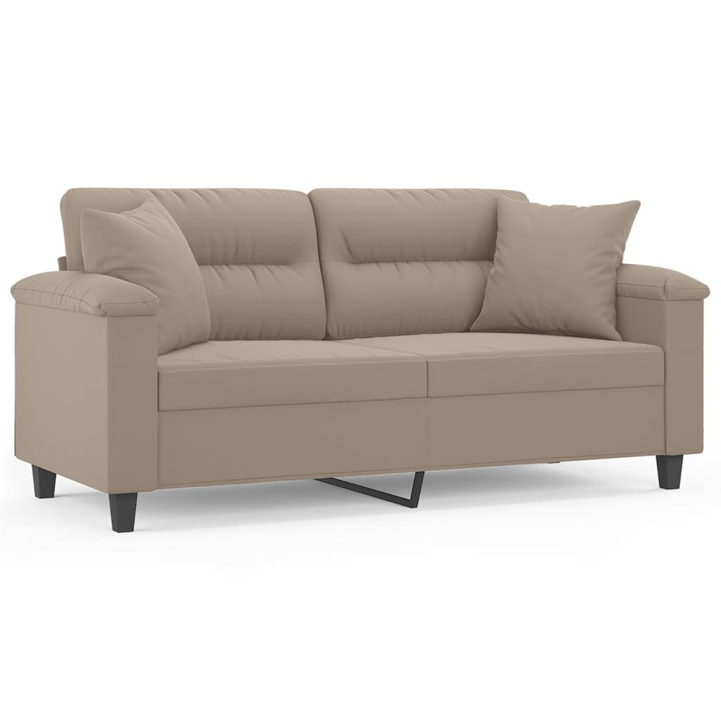 vidaXL Sofá 2 lugares c/ almofadas 140 cm microfibra cinza-acastanhado