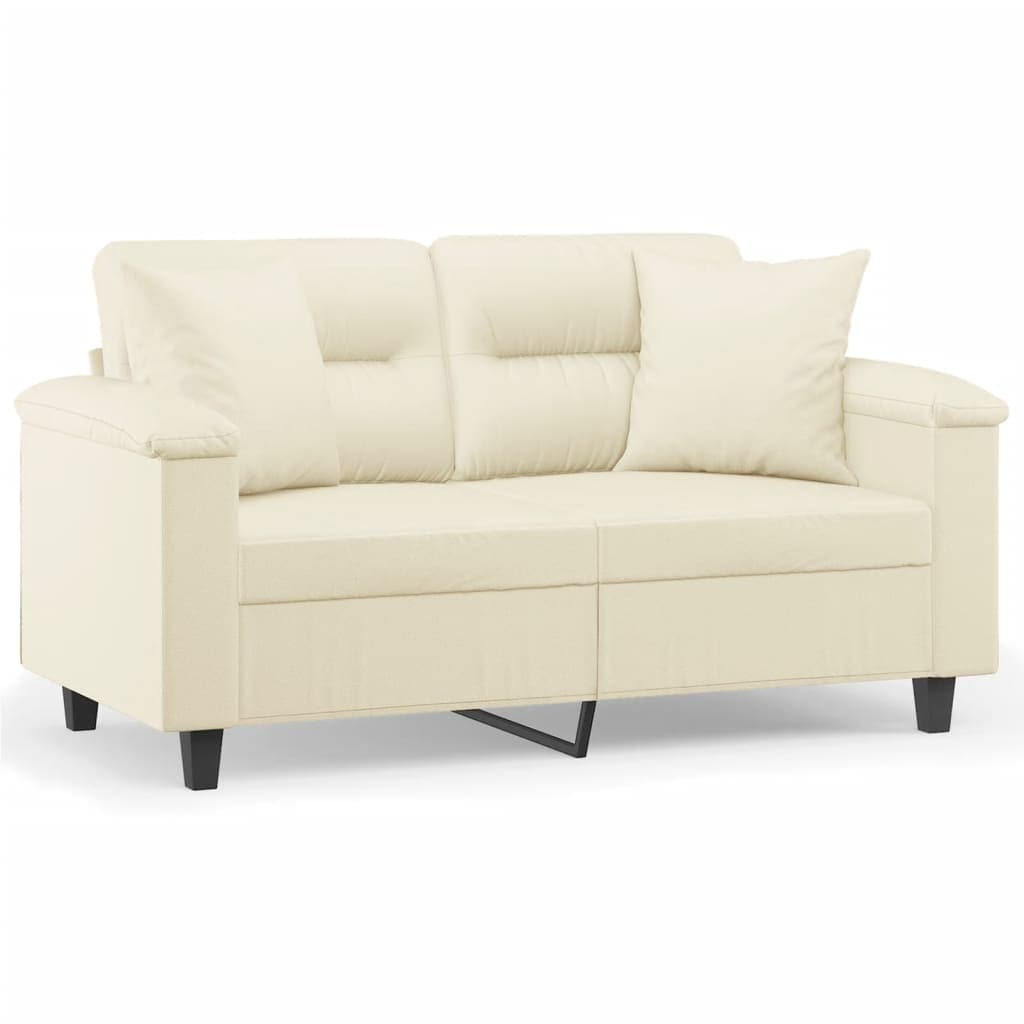 Sofá vidaXL 2 Lugares + Almofadas Decorativas 120cm Couro Artificial Creme - 3737797135