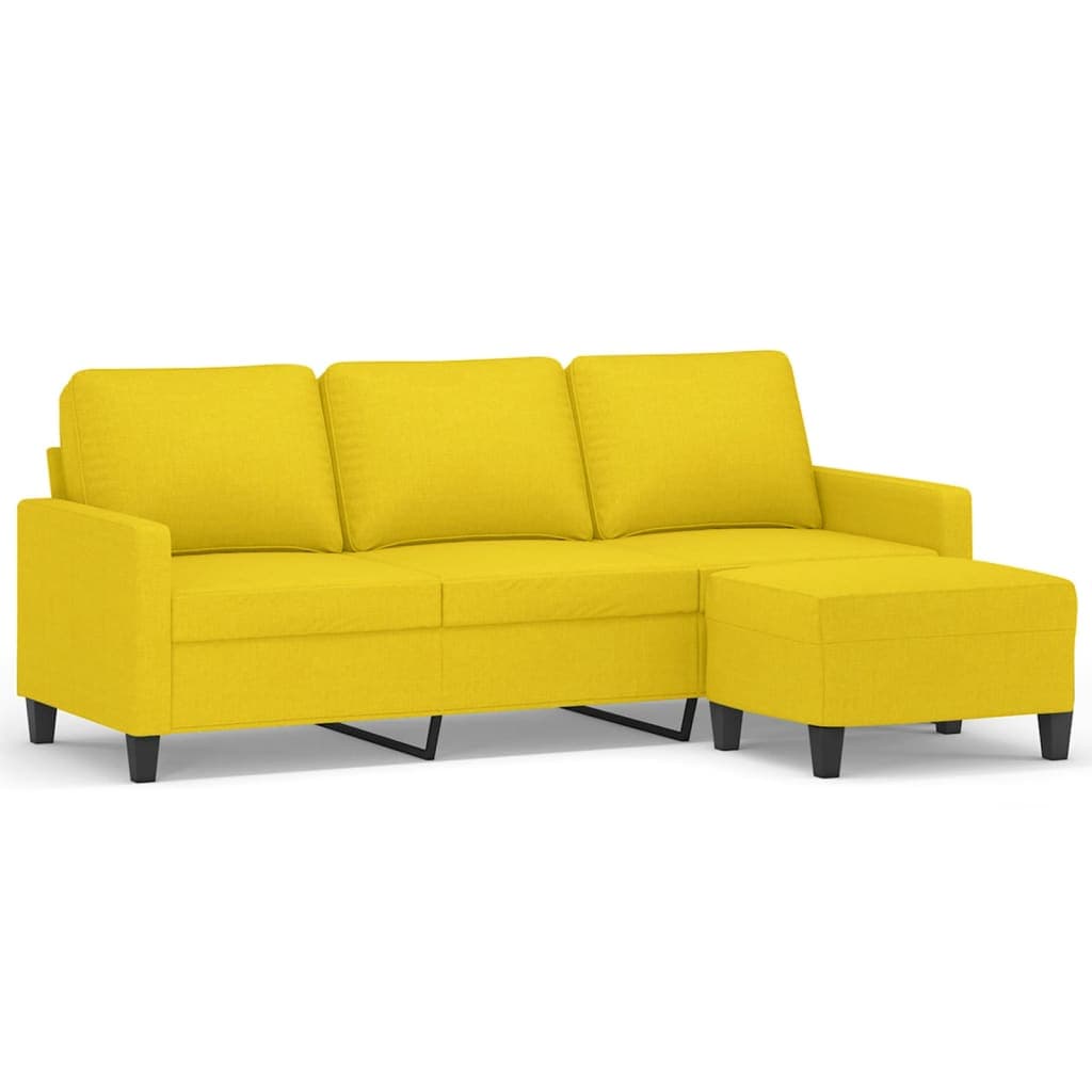 vidaXL Sofá de 3 lugares com apoio de pés 180 cm tecido amarelo-claro