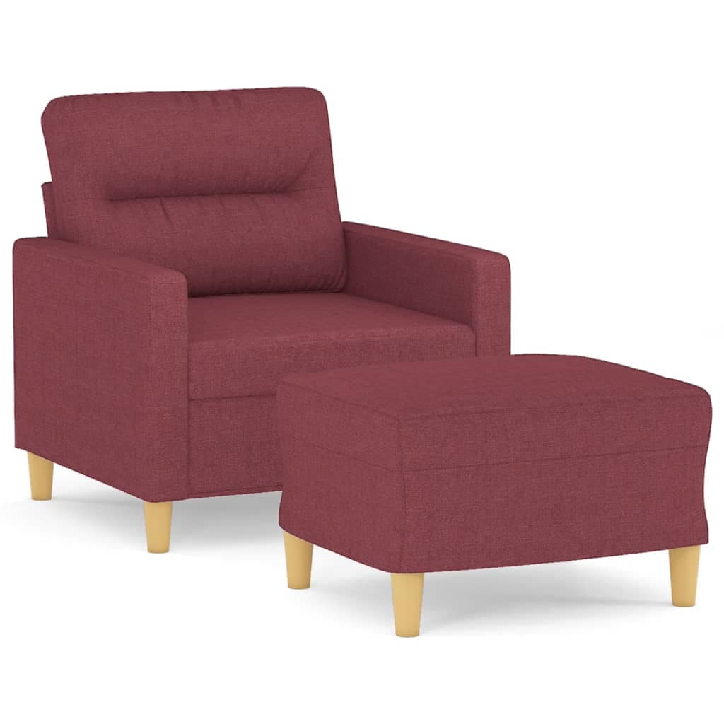 vidaXL Poltrona com apoio de pés 60 cm tecido vermelho tinto