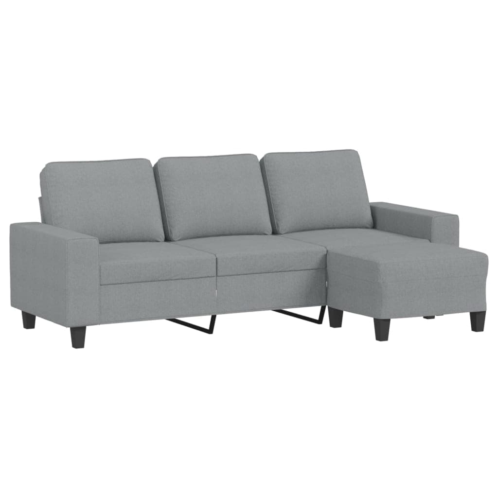 vidaXL Sofá de 3 lugares com apoio de pés 180 cm tecido cinzento-claro
