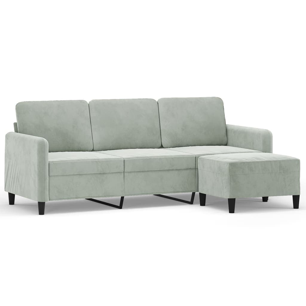 vidaXL Sofá de 3 lugares com apoio de pés 180 cm veludo castanho