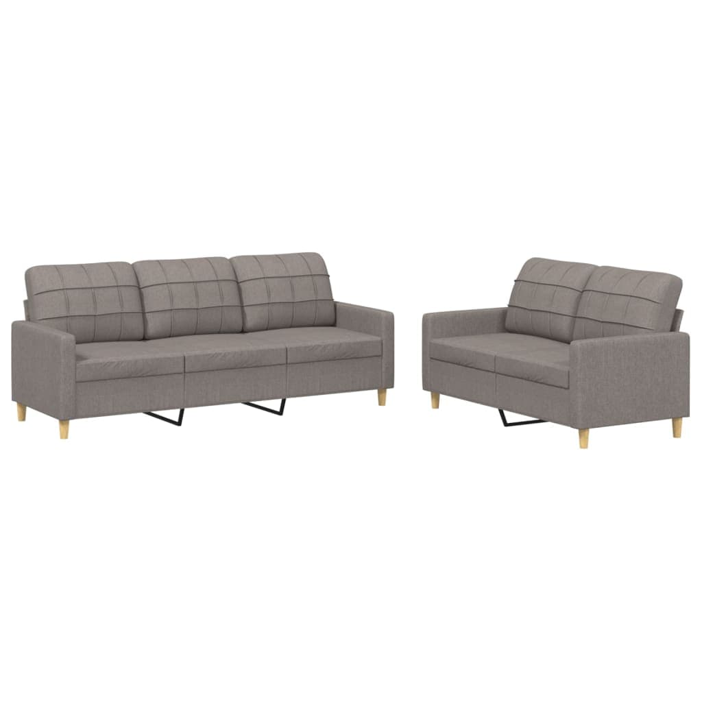 vidaXL 2 pcs conjunto de sofás com almofadões tecido cinza-acastanhado