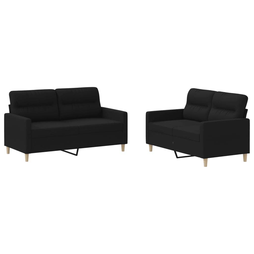 vidaXL 2 pcs conjunto de sofás com almofadões tecido preto