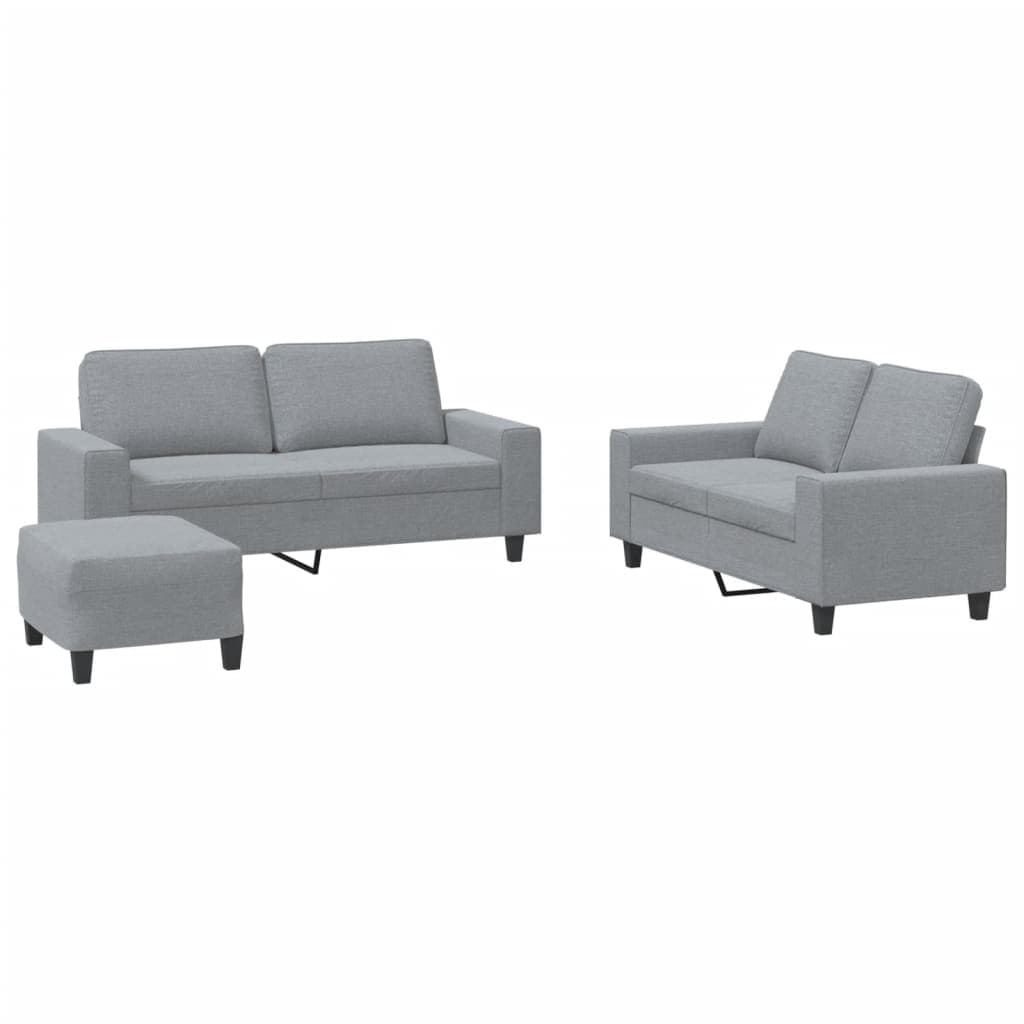 vidaXL 3 pcs conjunto de sofás tecido cinzento-claro