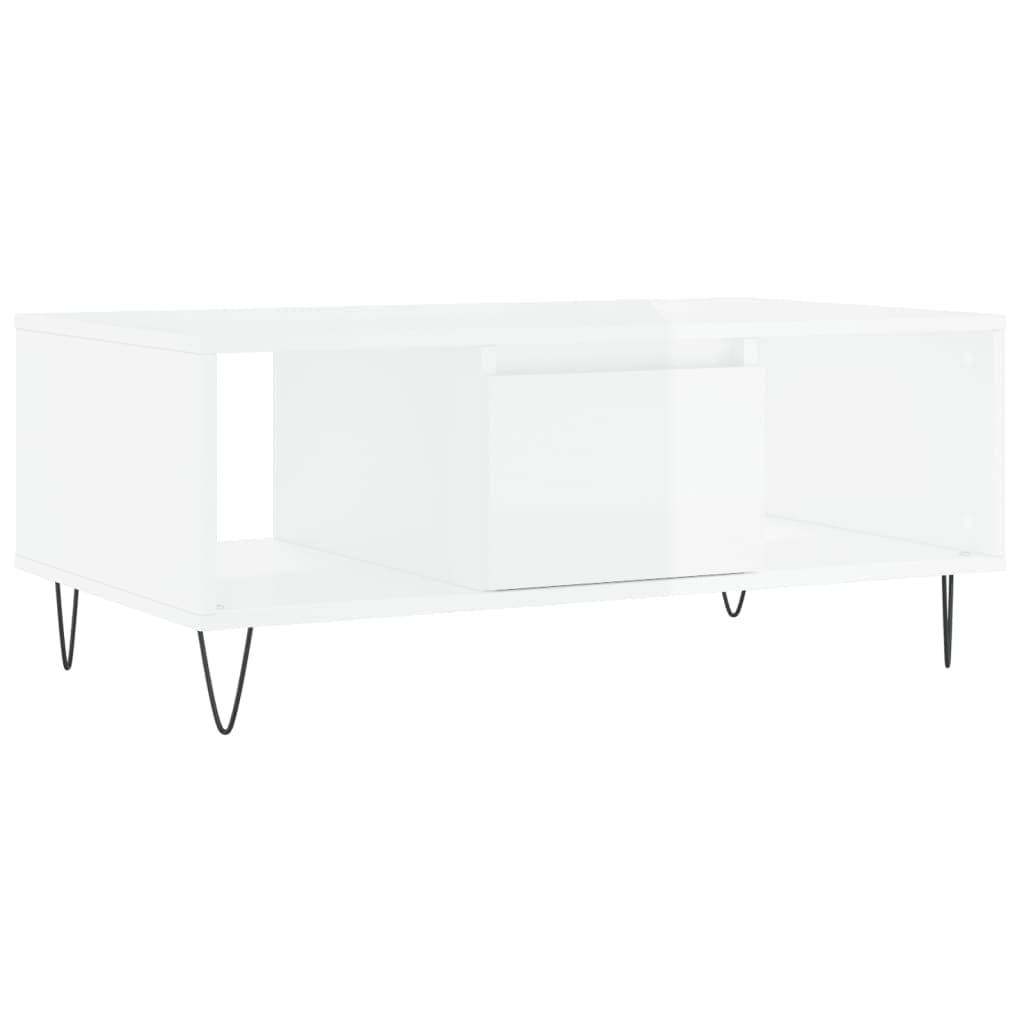 vidaXL Mesa de centro 90x50x36,5 cm derivados madeira branco brilhante