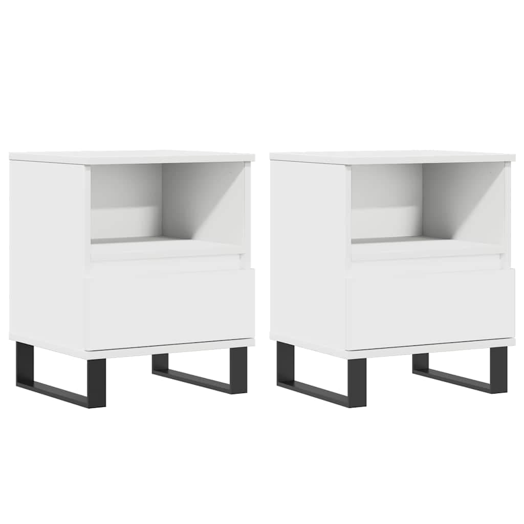vidaXL Mesas de cabeceira 2pcs 40x35x50 cm derivados de madeira branco