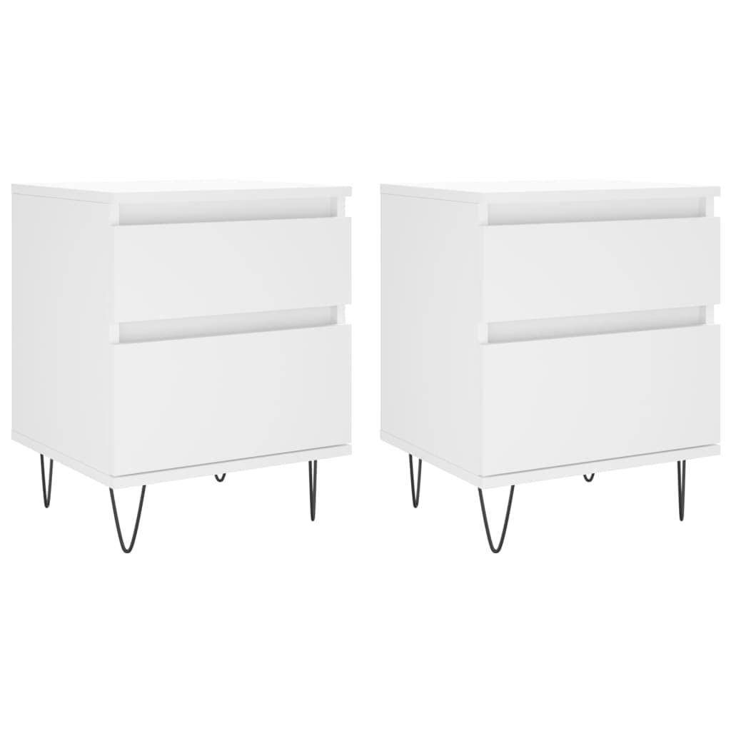 vidaXL Mesas de cabeceira 2pcs 40x35x50 cm derivados de madeira branco