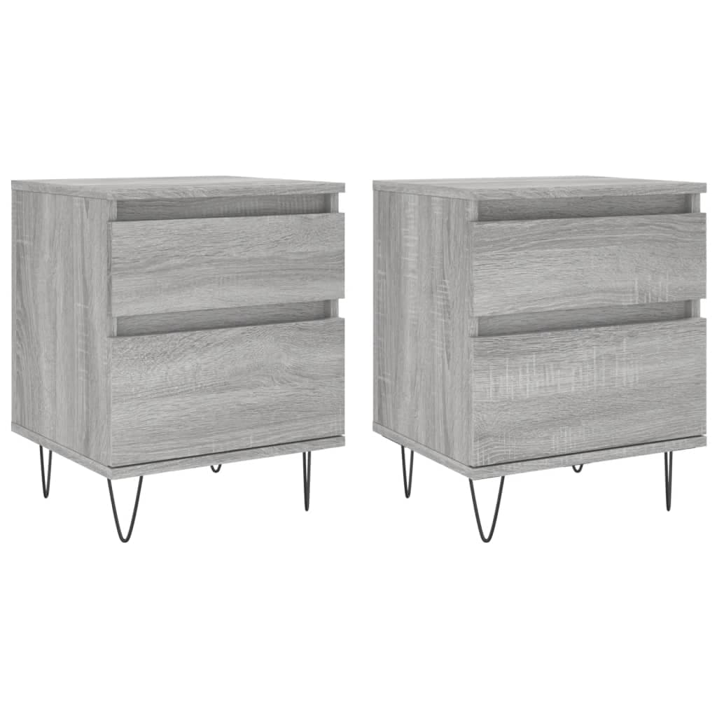 vidaXL Mesas de cabeceira 2 pcs derivados de madeira cinzento sonoma