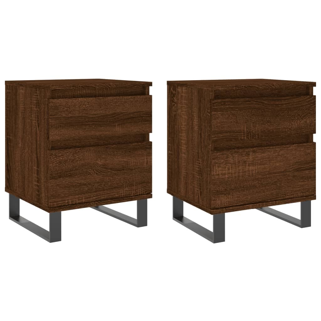 vidaXL Mesas de cabeceira 2 pcs derivados de madeira carvalho castanho