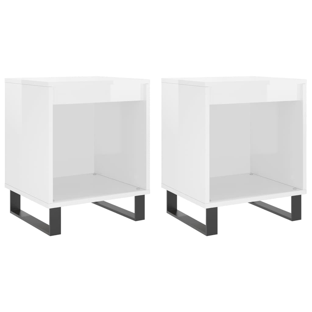 vidaXL Mesa de cabeceira 2 pcs derivados de madeira branco brilhante