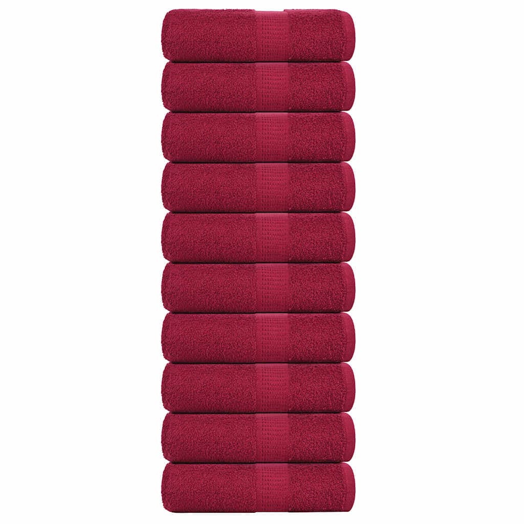 vidaXL Toalhas de rosto FROGN 10 unidades Bordeaux 30x30 cm 360 g/m²