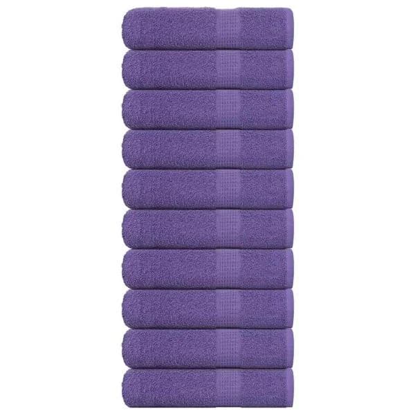 vidaXL Toalhas de Banho 10 Peças 70x140 cm 360 Gsm 100% Algodão Roxo - 2880427241