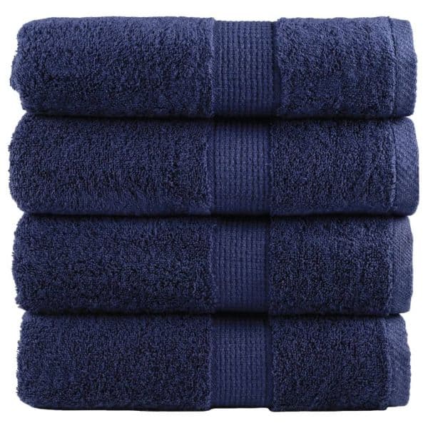 vidaXL Toalhas Mãos Premium Solund 4 Peças 30x30cm 600 g/m2 Azul-marinho - 3693967489