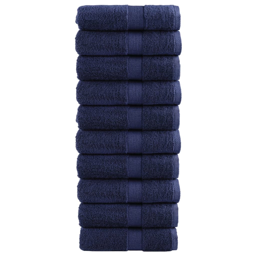 vidaXL Toalhas de rosto premium SOLUND 10 unidades azul-marinho 30x30 cm 600 g/m²