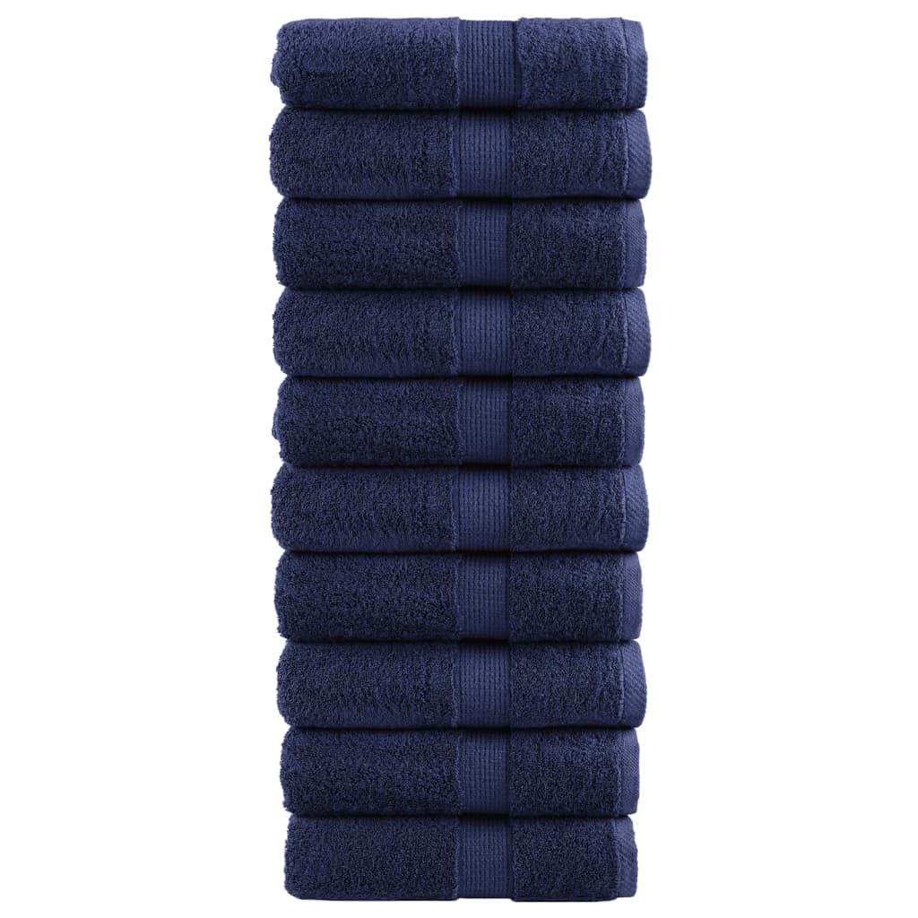 vidaXL Toalhas bidé premium SOLUND 10pcs 30x50 cm 600gsm azul-marinho