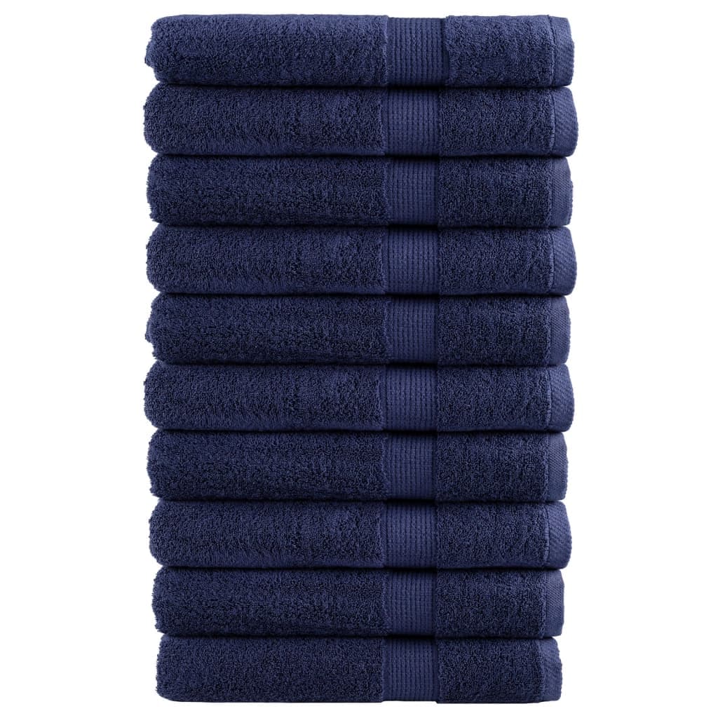 vidaXL Toalhas premium SOLUND 10 pcs 100x200 cm 600 gsm azul-marinho