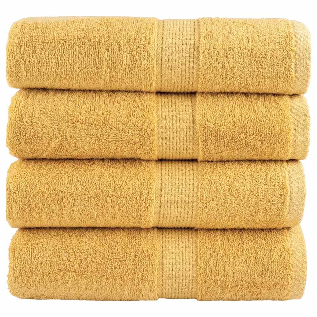 vidaXL Toalhas de rosto premium SOLUND 4 unidades douradas 30x30 cm 600 g/m²