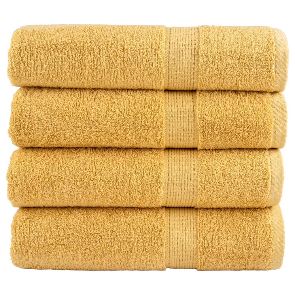 vidaXL Toalhas de banho premium SOLUND 4pcs 70x140cm 600 gsm dourado
