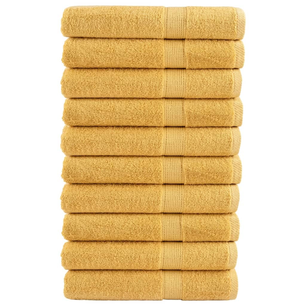 vidaXL Toalhas Premium Solund 10 Peças 100x200 cm 600 Gsm Dourado - 4009533998