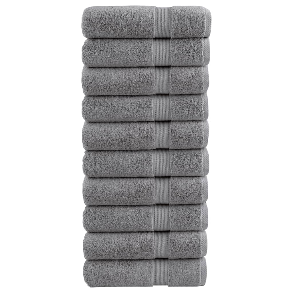 vidaXL Toalhas de Mãos Premium Solund 10pcs 50x100cm 600 Gsm Cinzento - 3505525372