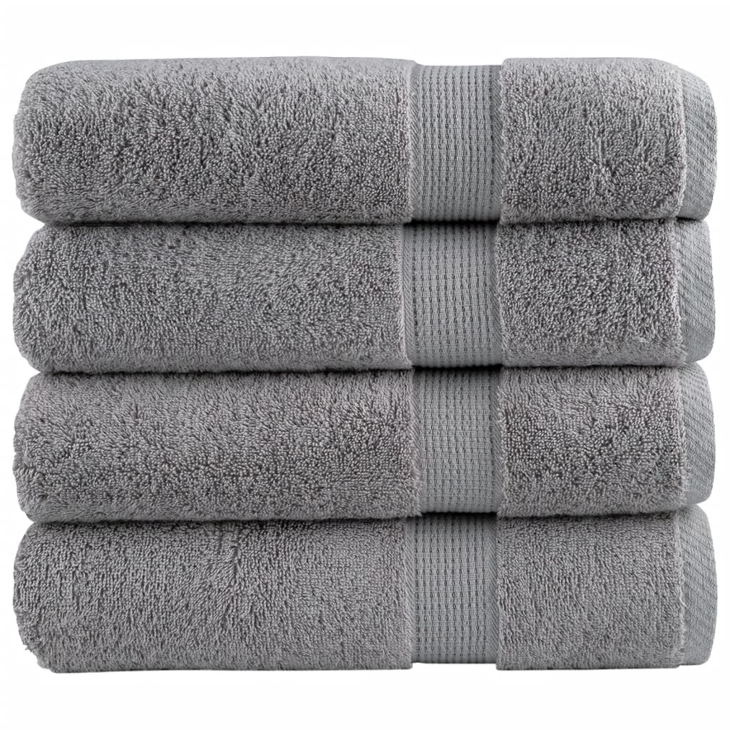 vidaXL Toalhas de banho premium SOLUND 4pcs 100x150cm 600gsm cinzento