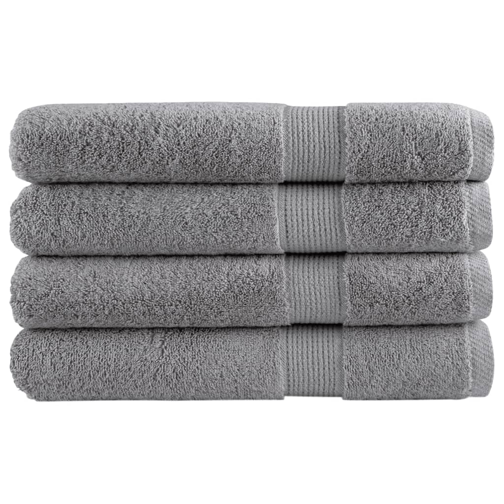 vidaXL Toalhas premium SOLUND 4 pcs 100x200 cm 600 gsm cinzento
