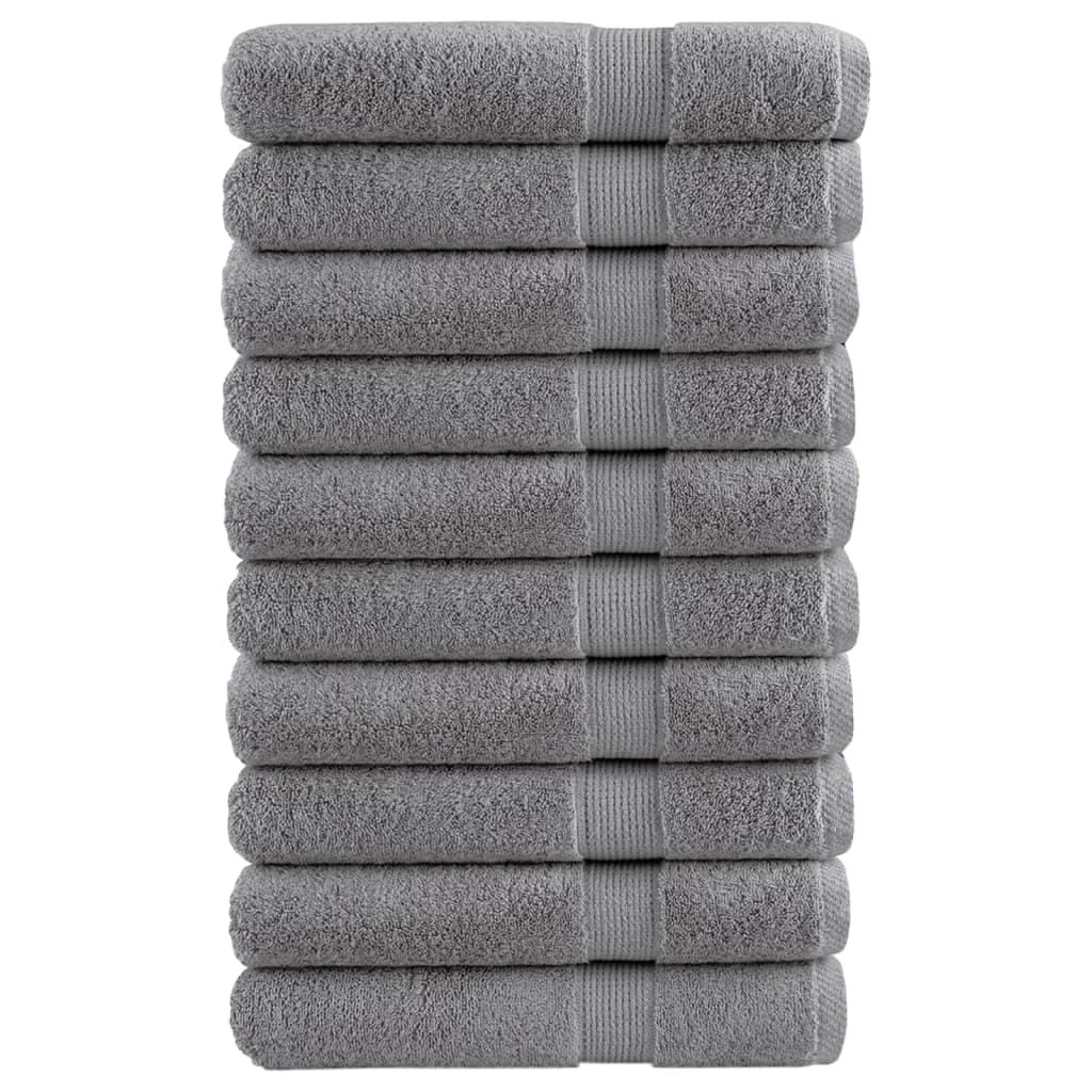 vidaXL Toalhas premium SOLUND 10 pcs 100x200 cm 600 gsm cinzento
