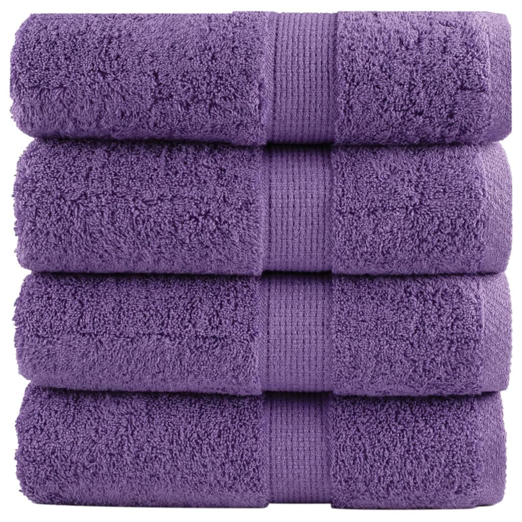 vidaXL Toalhas de rosto premium SOLUND 4 peças Roxo 30x30 cm 600 g/m²