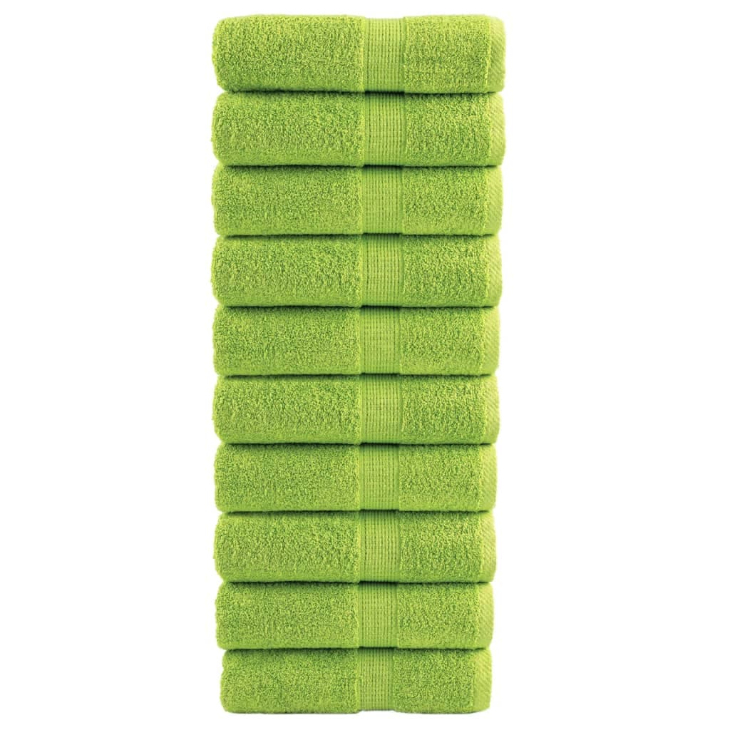 vidaXL Toalhas de bidé premium SOLUND 10pcs 30x50cm 600gsm verde maça