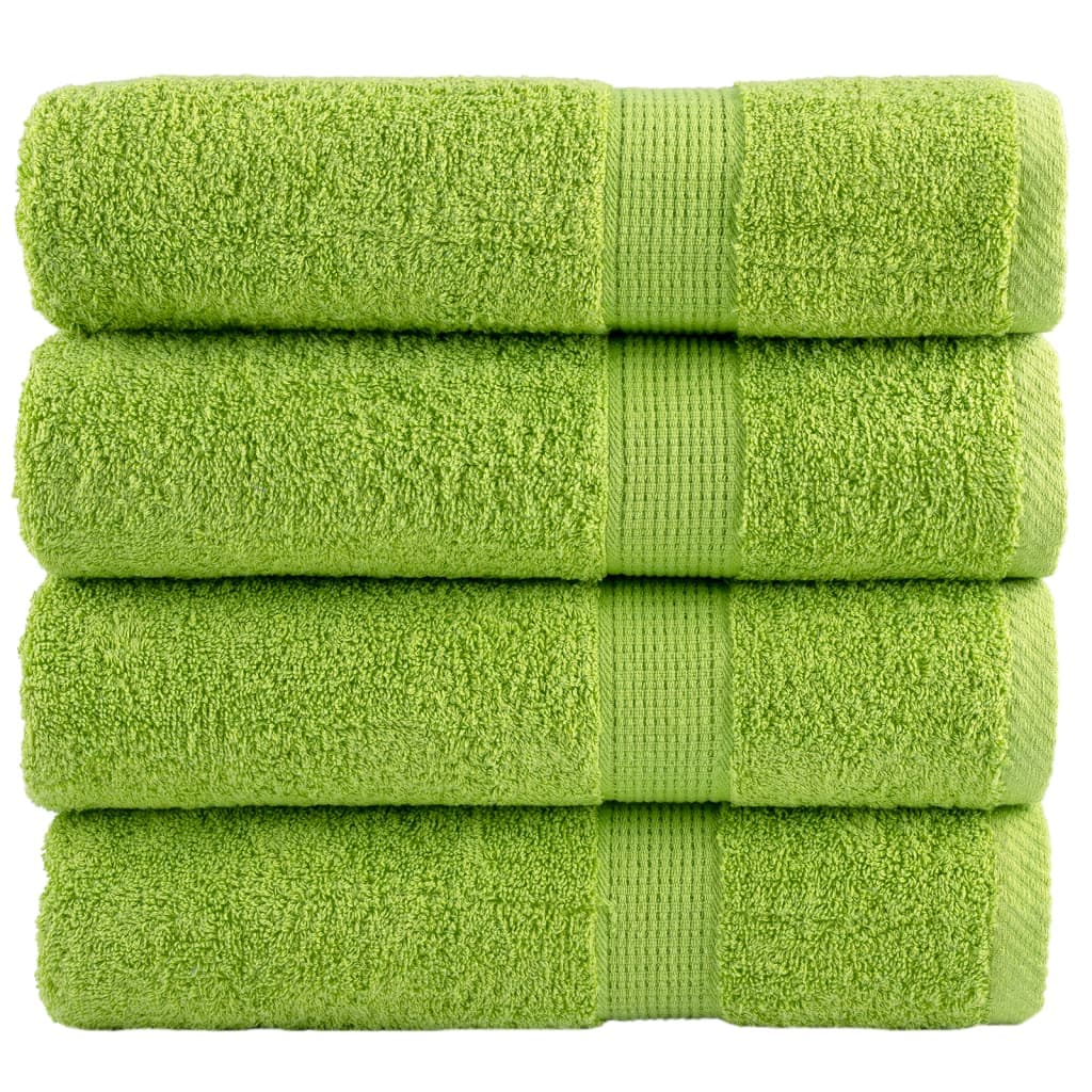 vidaXL Toalhas de banho premium SOLUND 4 pcs 100x150 cm 600 gsm verde