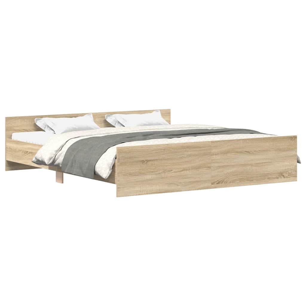 vidaXL Estrutura cama c/ cabeceira/apoio pés 180x200cm carvalho sonoma