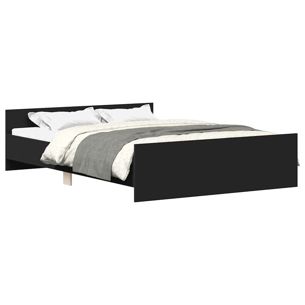 vidaXL Estrutura de cama com cabeceira e pés 120x190 cm preto
