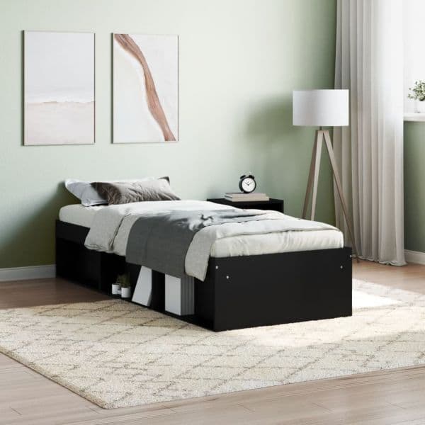 vidaXL Estrutura de Cama Solteiro 75x190 cm Preto
