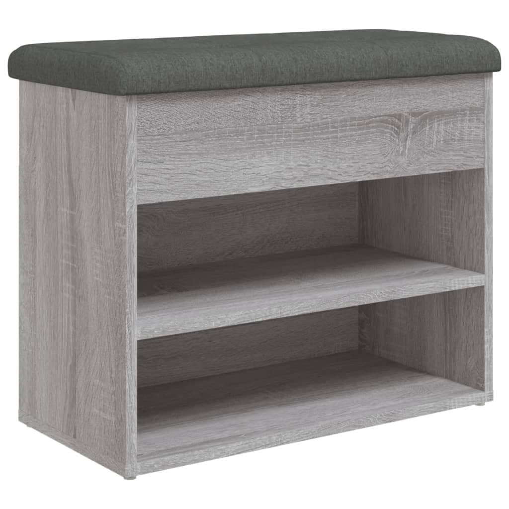 vidaXL Banco sapateira 62x32x50 cm derivados madeira cinzento sonoma
