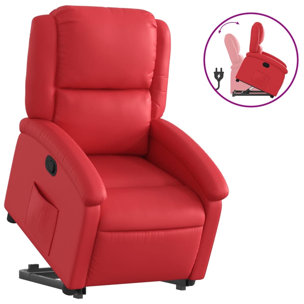 vidaXL Poltrona reclinável elevatória couro artificial vermelho