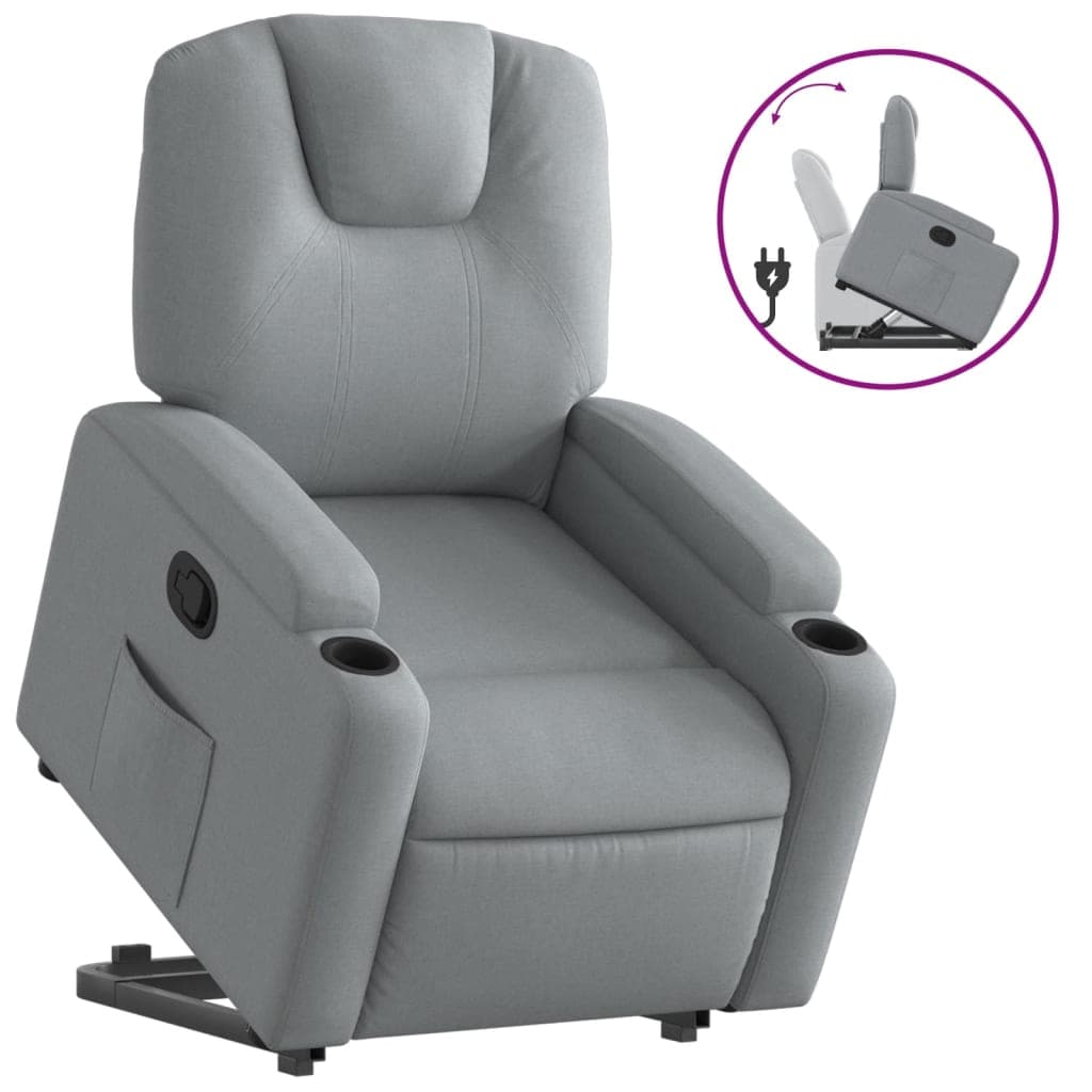 Poltrona Reclinável Elevatória Tecido Cinzento-claro - 3406442795