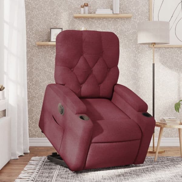 vidaXL Poltrona Reclinável Elevatória Elétrica Tecido Vermelho-tinto - 566980643