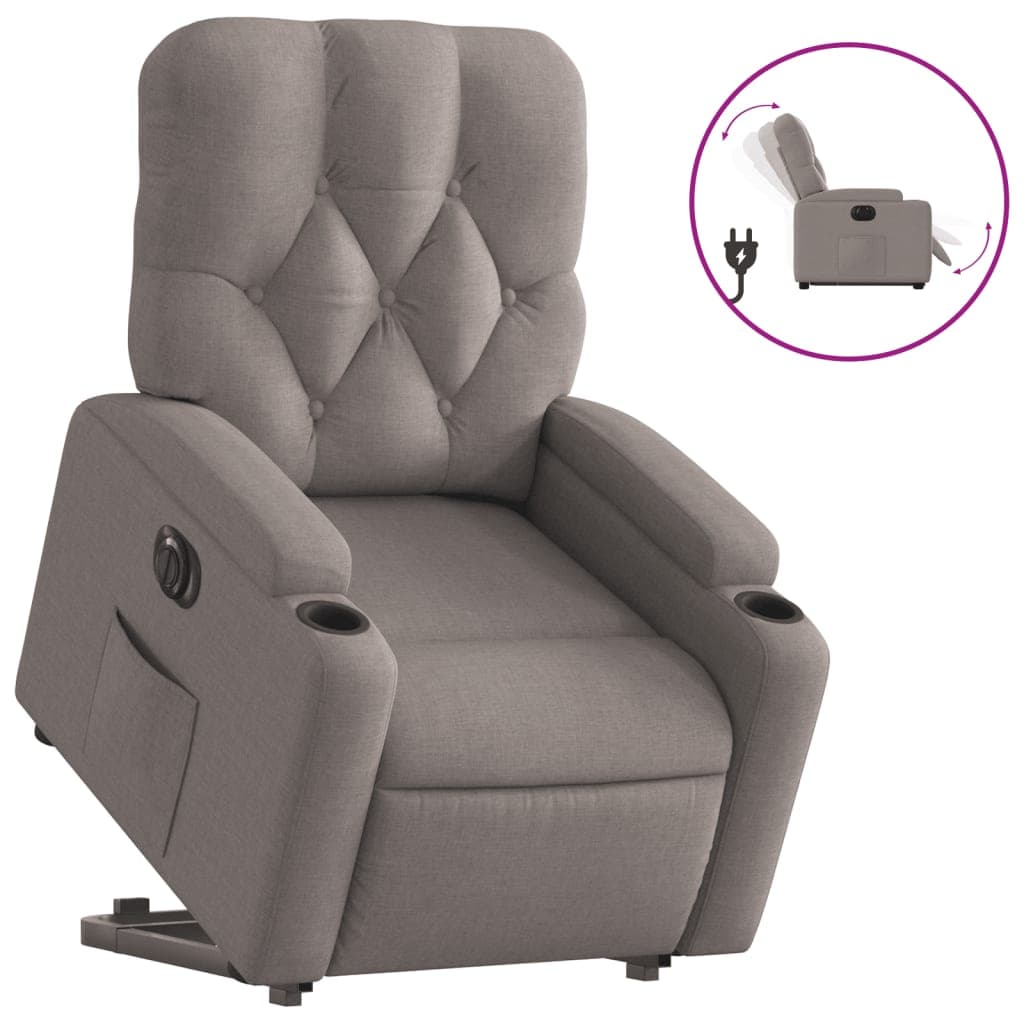 vidaXL Poltrona Reclinável Elevatória Elétrica Cinza-acastanhado - 518001259